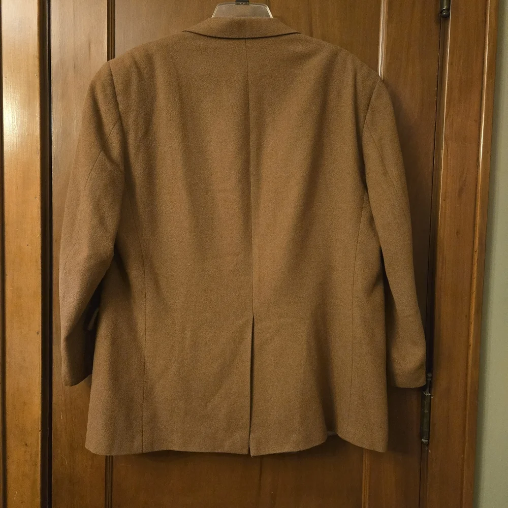 Vintage Mens 3 Button Blazer‎ Jacket 46 Regular Brown 100% Camel Hair Retro EUC